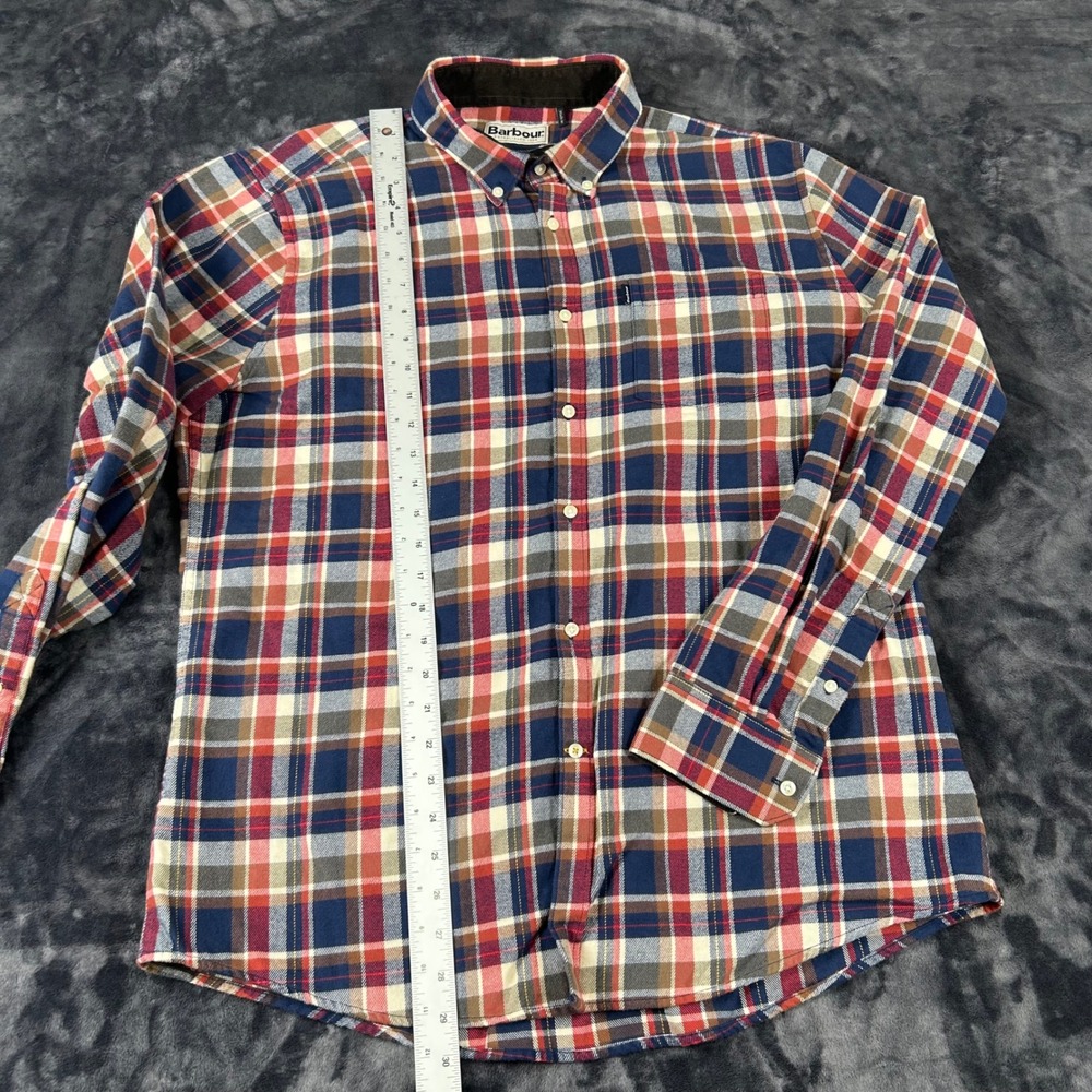 Barbour Button Down Shirt Mens L Multicolor Plaid Sam Heughan Tailored Fit - Picture 2 of 6